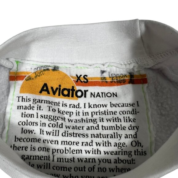 Aviator Nation White Crop Sweatshirt with Red Heart - Picture 3 of 15